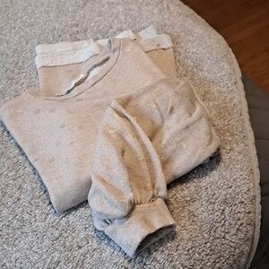 Carole Christiab Cozy Beige Polka Dot French Terry Sweatshirr